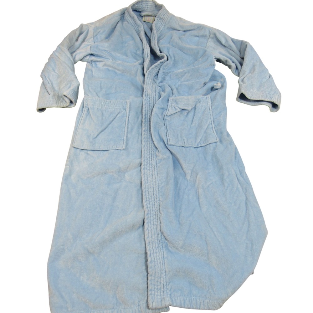 TJ Lawford Blue Terry Cloth Robe Cotton‎ Turkish Spa Housecoat Womens Medium